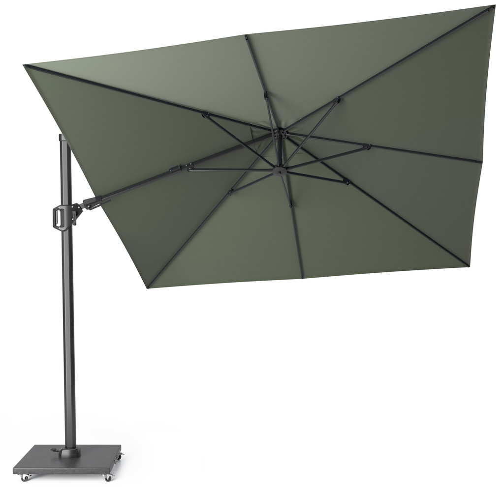 Platinum Sun & Shade parasol déporté Challenger T² 300x300 Olive.