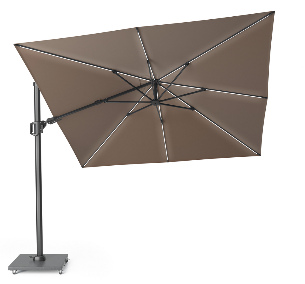 Platinum Sun & Shade zweefparasol Challenger T² Premium Glow 300x300 Havana.