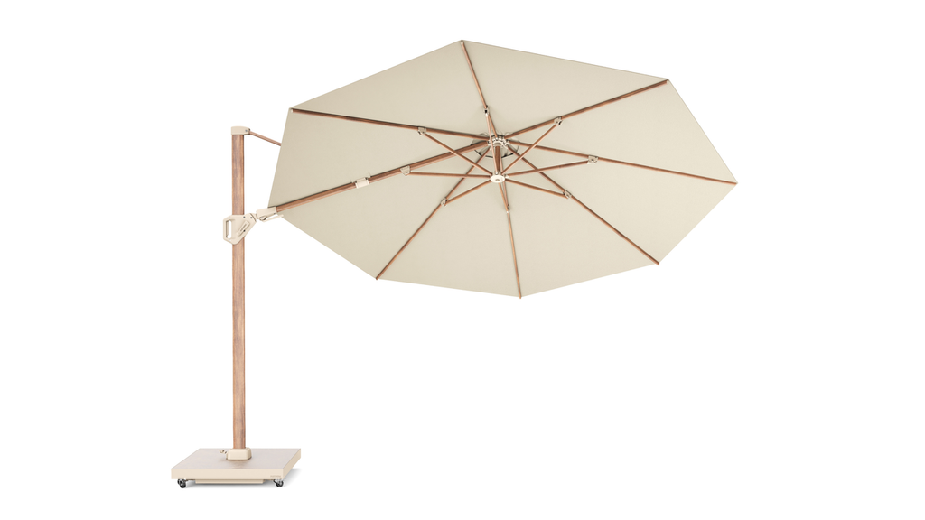 Platinum Sun & Shade free-arm parasol Challenger T² premium Teak look Ø3,5 Champagne