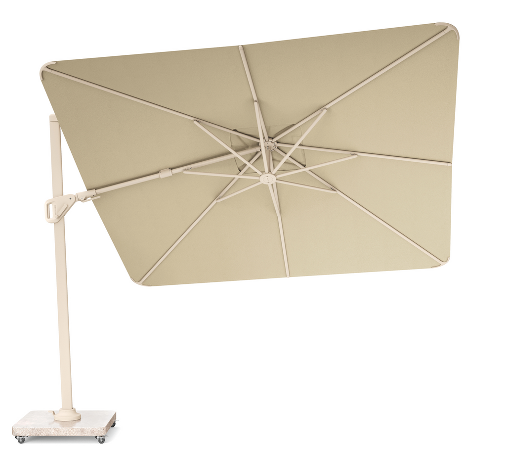 Platinum Sun & Shade zweefparasol Nexus T² Premium Sandstone 300x300 Champagne.
