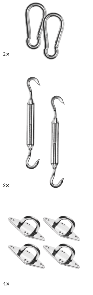 Platinum Sun & Shade kit de fixation pour voile d'ombrage carrée et rectangulaire.