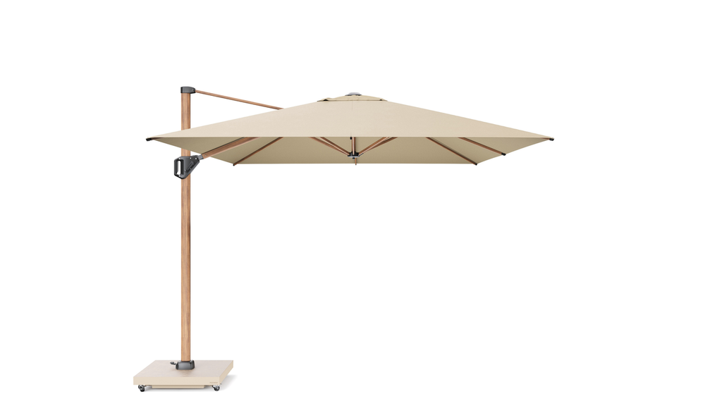 Platinum Sun & Shade zweefparasol Challenger T¹ Teak look frame, 400x300 Champagne.