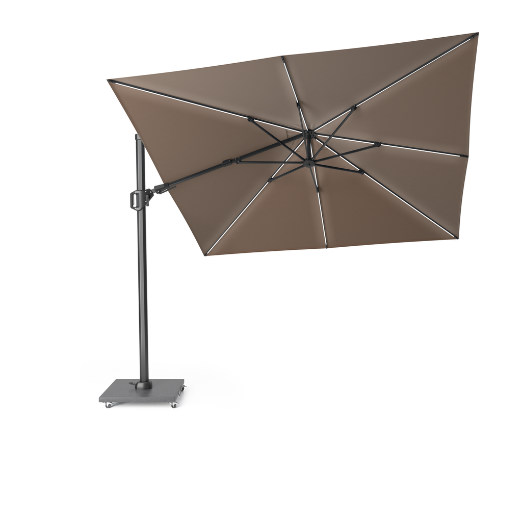 Platinum Sun & Shade parasol déporté Challenger T² Premium Glow 300x300 Havana.