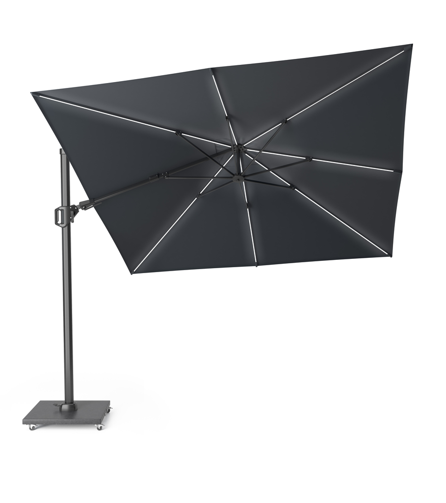 Platinum Sun & Shade zweefparasol Challenger T² Glow 300x300 antraciet.