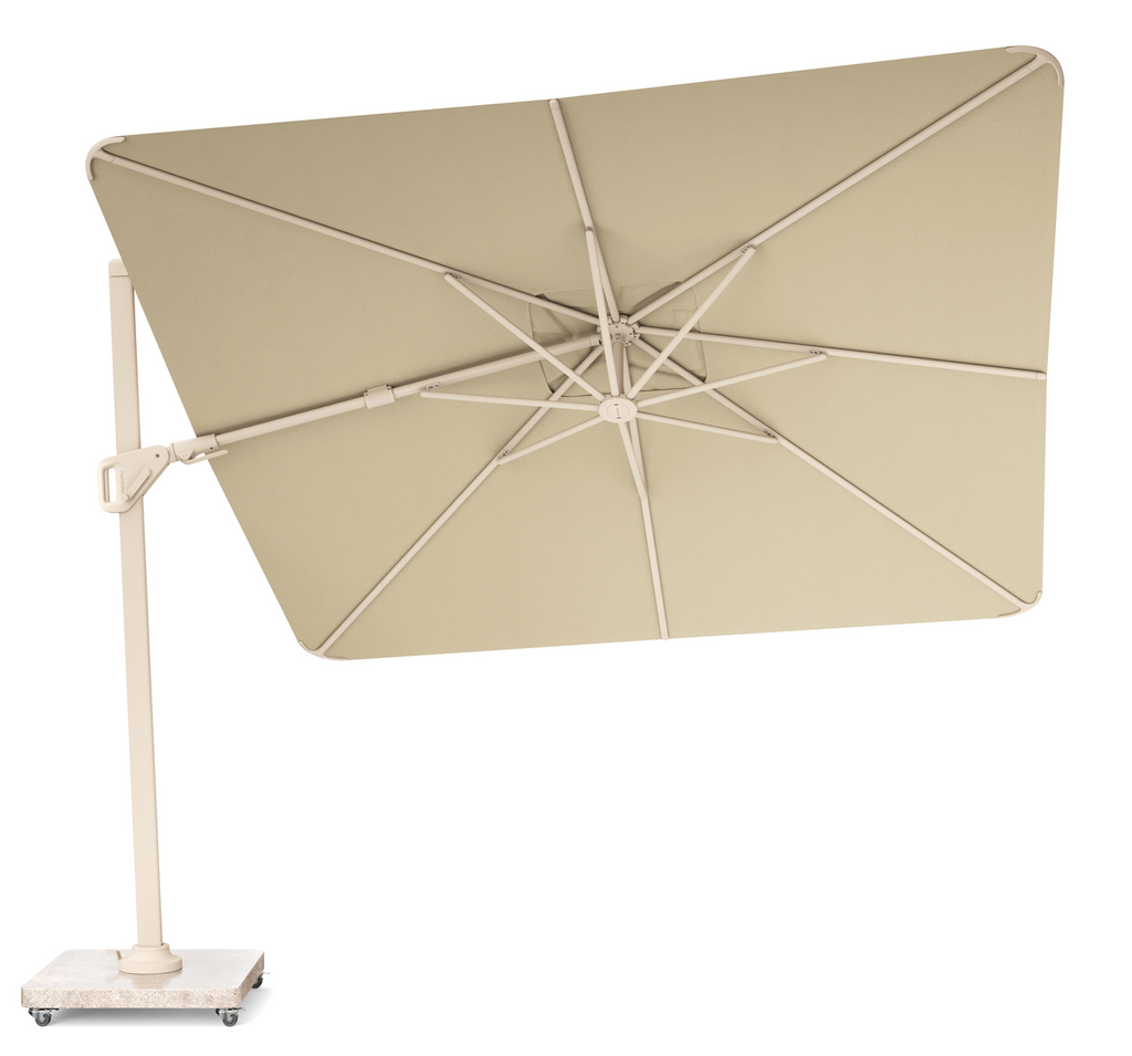 Platinum Sun & Shade free-arm parasol Nexus T² Premium Sandstone 300x300 Champagne.