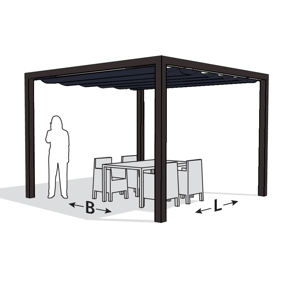 Platinum Sun & Shade pergola Optiva 402x402, incluant une voile d'ombrage harmonica Coolfit, Anthracite.