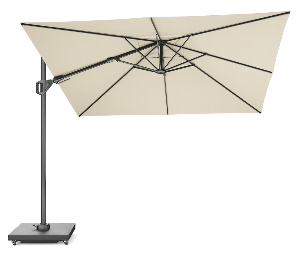 Platinum Sun & Shade free-arm parasol Challenger T² premium 3x3 Champagne.