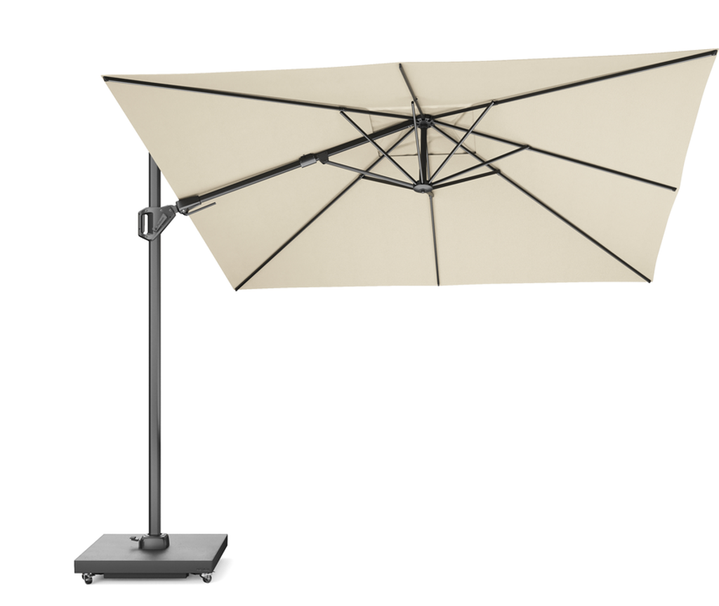 Platinum Sun & Shade free-arm parasol Challenger T² premium 3x3 Champagne.