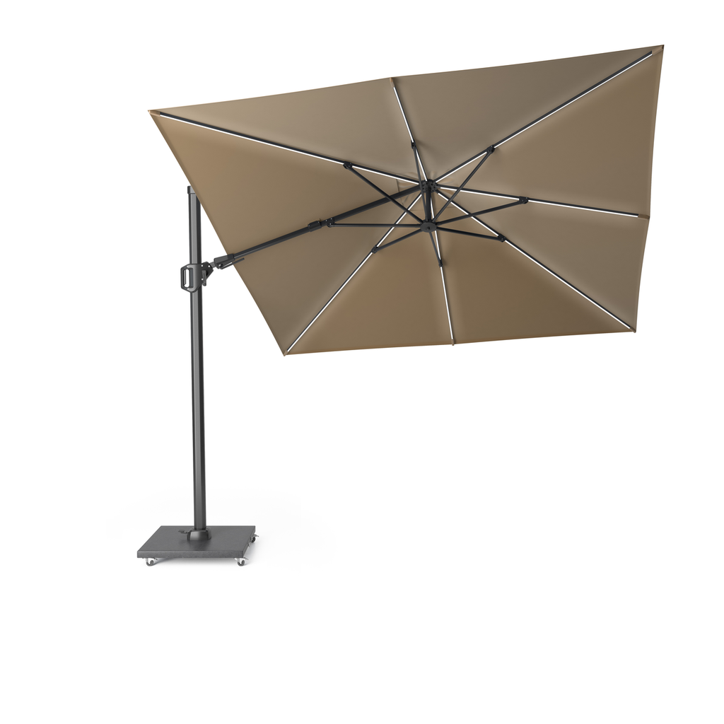 Platinum Sun & Shade free-arm parasol Challenger T² Glow 3x3 Taupe