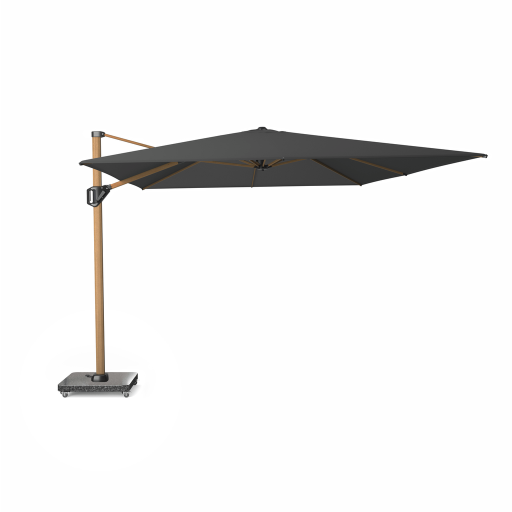 Platinum Sun & Shade zweefparasol Challenger T¹ Teak look frame, 400x300 Faded black.