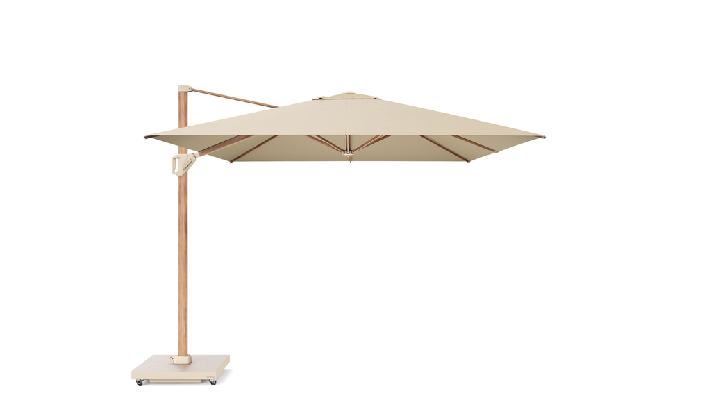 Platinum Sun & Shade free-arm parasol Challenger T¹ Teak look, 400x300 Champagne