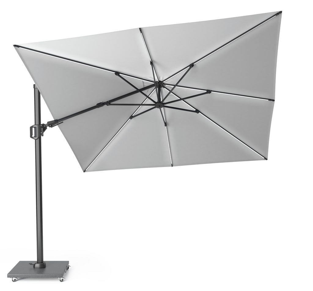 Platinum Sun & Shade zweefparasol Challenger T² Glow 300x300 lichtgrijs.