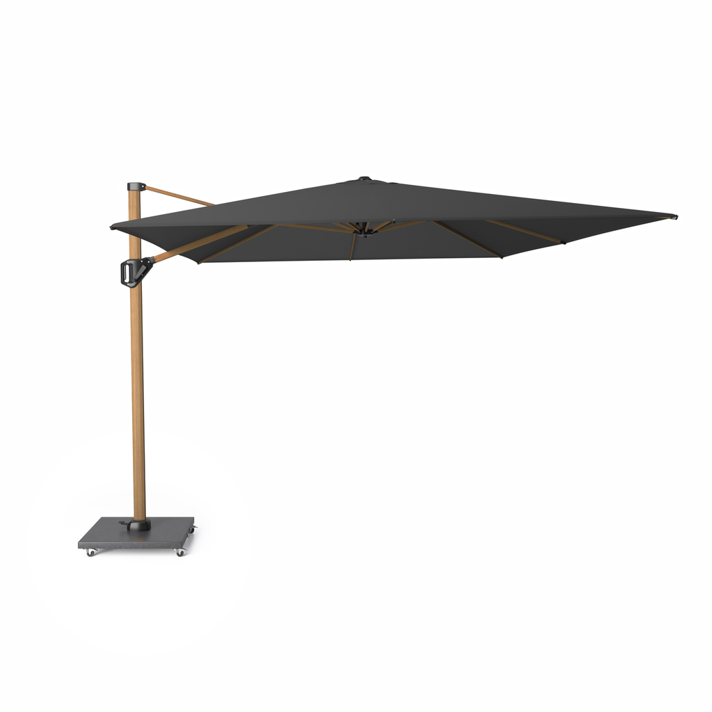 Platinum Sun & Shade zweefparasol Challenger T¹ Teak look frame, 400x300 Faded black.